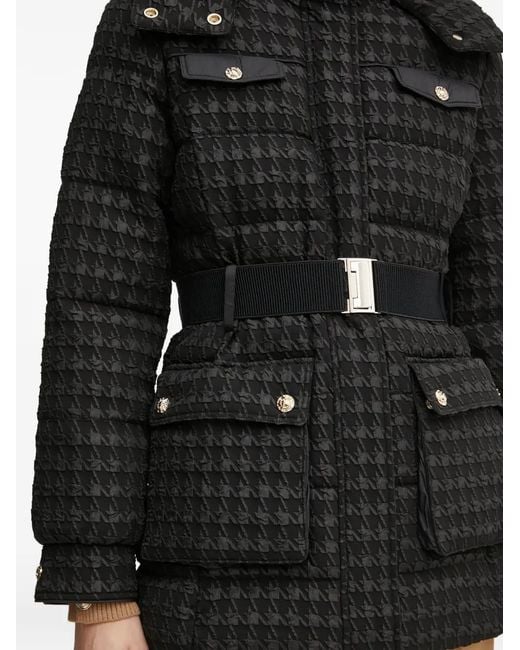 Morgan Black Houndstooth Belted Jacket