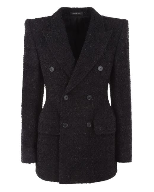 Balenciaga Black Hourglass Tweed Blazer