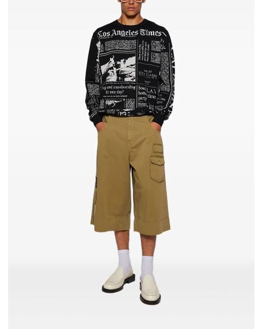 Palm Angels Green Patch Pocket Shorts for men
