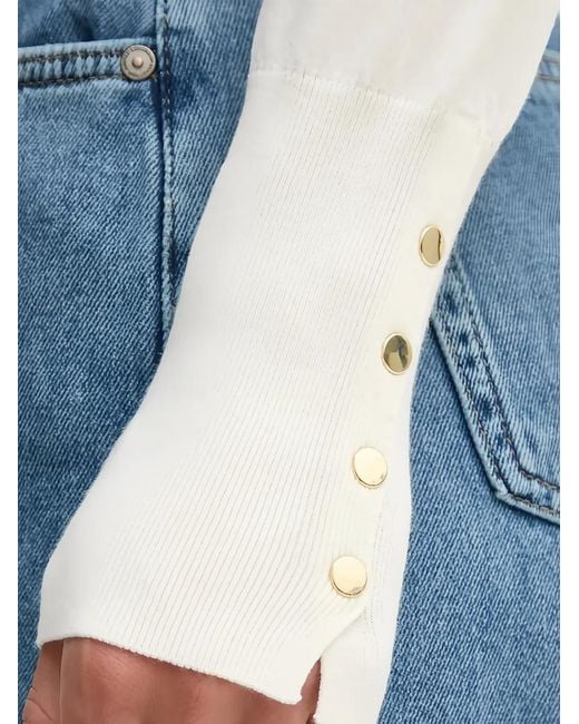 Benetton Blue Button-Embellished Sweater