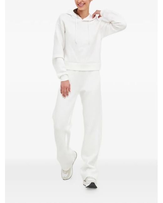 Guess White Drawstring Logo-Patch Track Pants