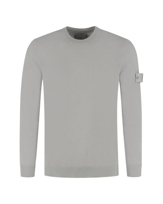 Stone Island Gray Ghost Logo-Patch Crew-Neck Sweater for men