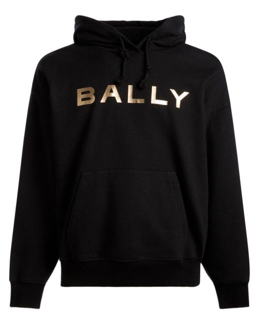 Bally Black Metallic-logo Cotton Hoodie for men