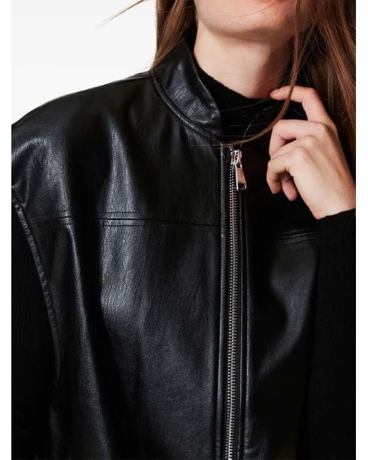 Twinset Black Faux-Leather Gillet