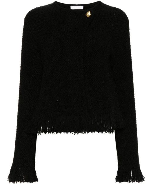 Chloé Black Fringed Bouclé Tweed Jacket