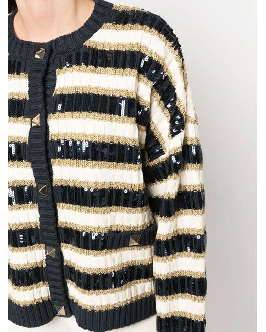 Valentino Garavani Black Rockstud Sequinned Cardigan