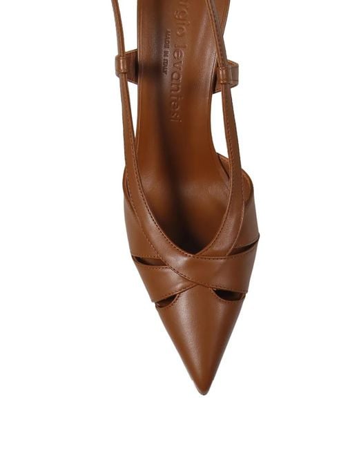Sergio Levantesi Brown Cutout Pointed Pumps