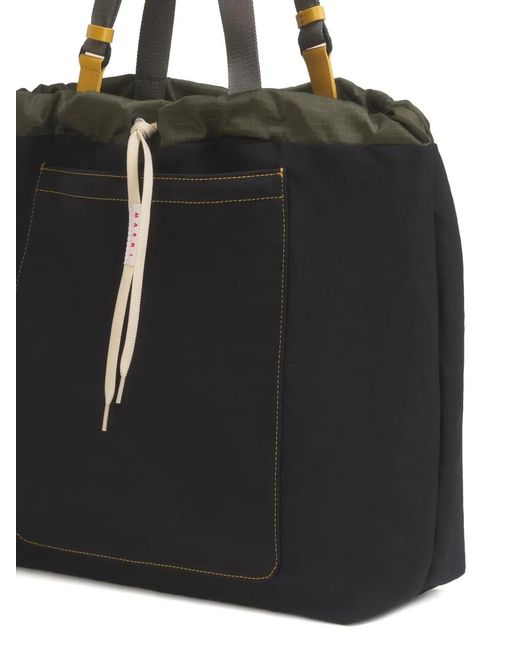 Marni Black Technical Fabric Tote Bag for men