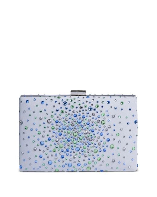 Gemy Maalouf Blue Rhinestone-Embellished Clutch Bag