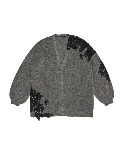 Bimba Y Lola Gray Cardigan mit Spitzendetail