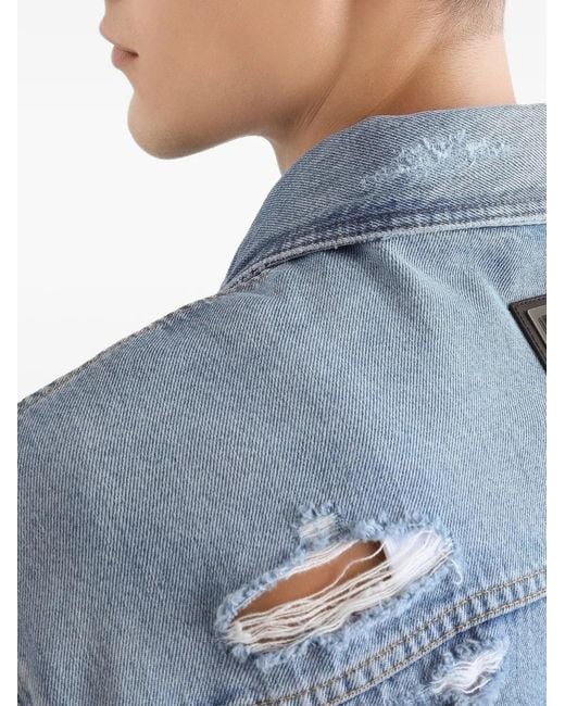 Dolce & Gabbana Blue Distressed Denim Jacket for men