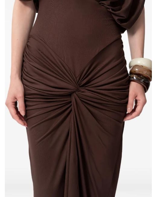 Concepto Brown Zena Twist-Detail Gathered Maxi Dress