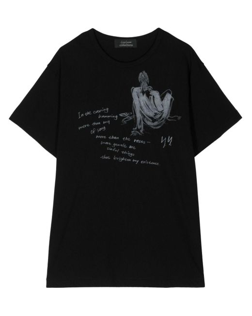 Yohji Yamamoto T-shirt Met Grafische Print in het Black