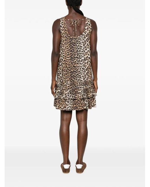 Ganni Brown Organic Cotton Mini Dress