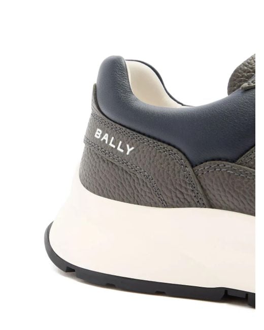 メンズ Bally Grained Leather Sneakers Gray