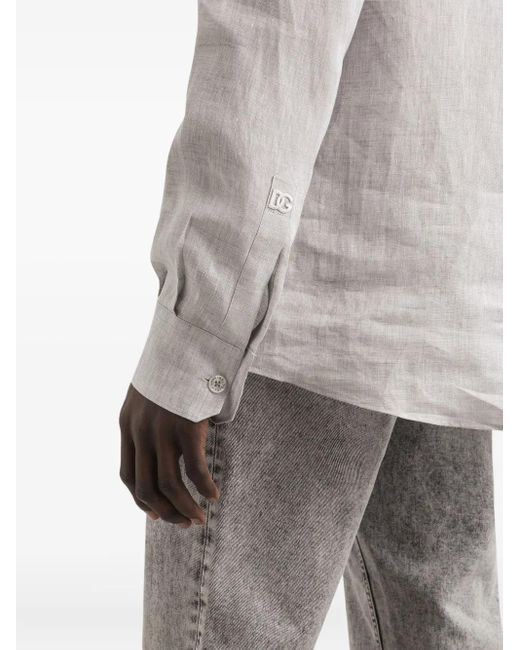 Dolce & Gabbana Hemd Aus Leinen in Gray für Herren