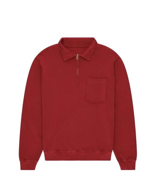 Fortela Red Yale Zip-Up Chest-Pocket Sweatshirt for men