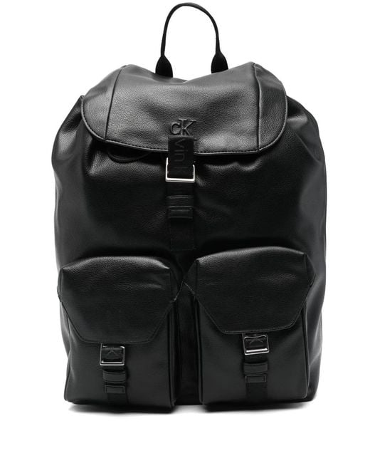 Calvin Klein Black Flap-Pocket Backpack for men