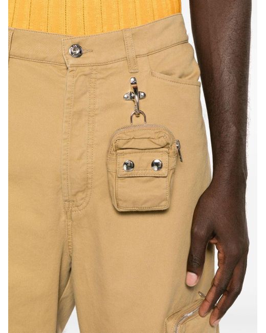 Lanvin Natural Neutral Cotton Twill Cargo Trousers - Men's - Zamac/cotton/brass for men