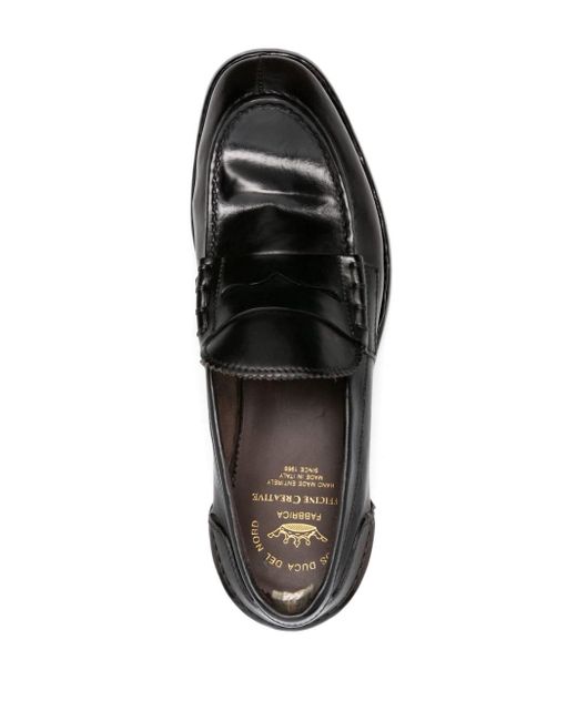 Officine Creative Black Balance 017 Leather Penny Loafers for men