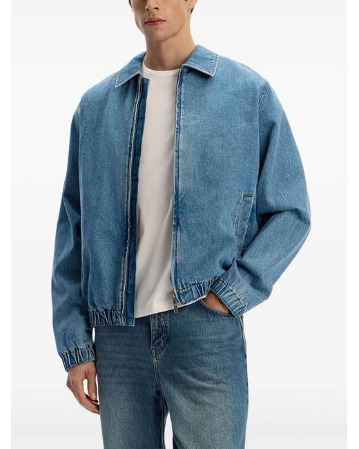 12 STOREEZ Blue Zip Denim Jacket for men