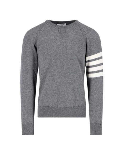 Thom Browne Gray 4-bar Crew Neck Cashmere Jumper for men