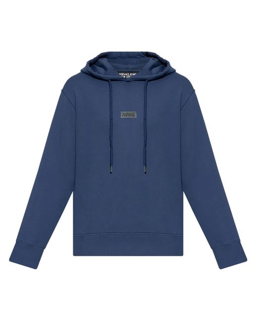 Versace Jeans Couture Blue Logo-Plaque Hoodie for men