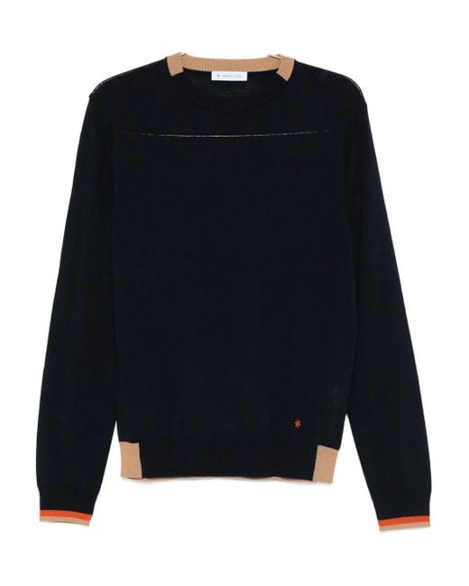 Manuel Ritz Blue Contrast-Trim Wool-Blend Sweater for men