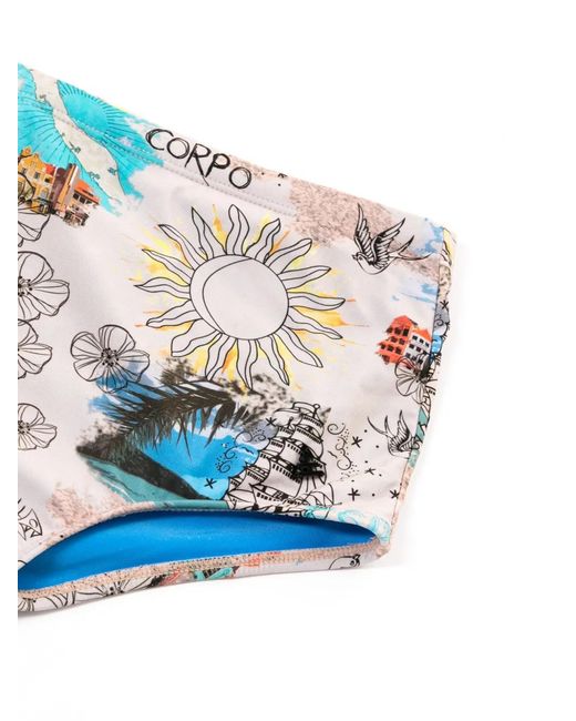 Amir Slama Blue Graphic-Print Swim Shorts for men