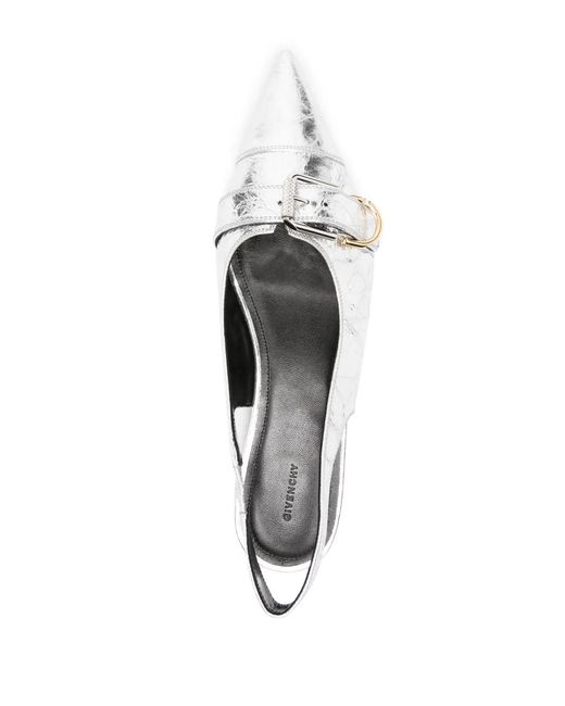 Givenchy Metallic Voyou Silver Slingback Flats