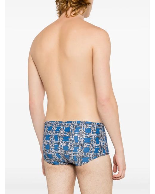 Amir Slama Blue Graphic-Print Swimming Trunks for men