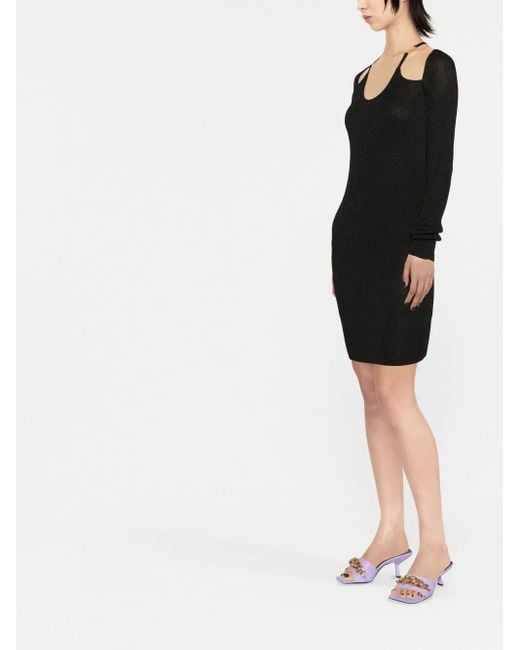 Gcds Black Lurex Knit Mini Dress