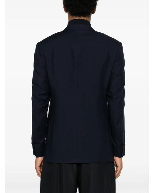 Canali Black Blazer Boutonné À Revers Crantés for men