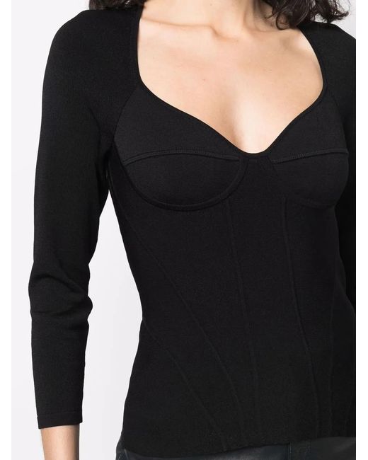 McQueen Black Inserted-Bra Detail Top