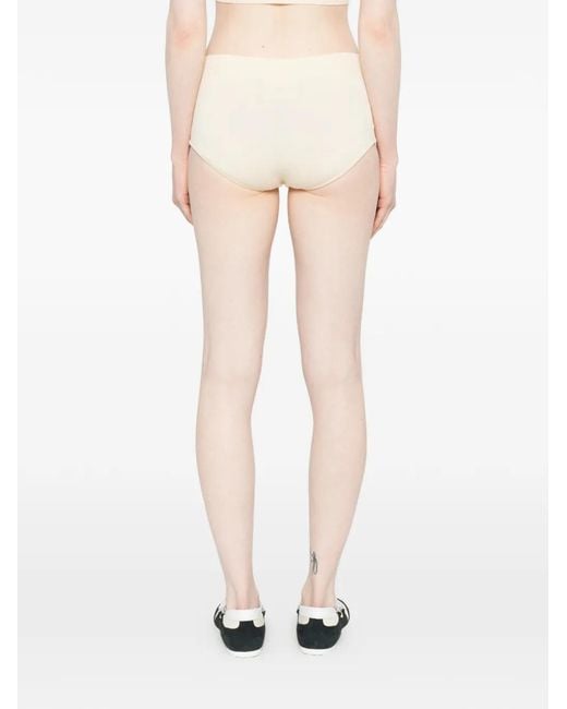 Plan C Shorts Met Geribbelde Taille in het Natural