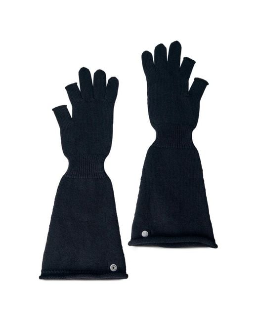Rick Owens Blue Wool Long Gloves for men