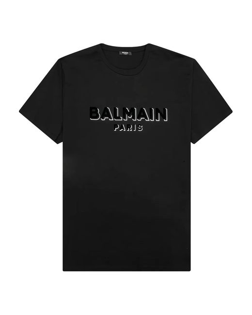 Balmain Black Logo-Print T-Shirt for men