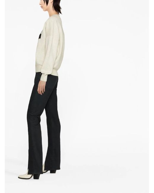Isabel Marant Natural Crew-Neck Sweater With Print