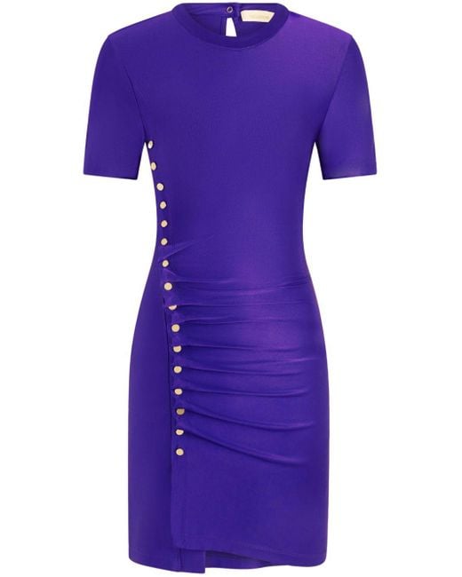 Rabanne Purple Drapé Pression Mini Dress