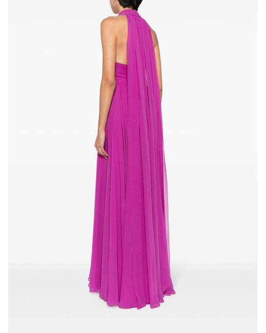 Elie Saab Purple Halterneck Silk Gown
