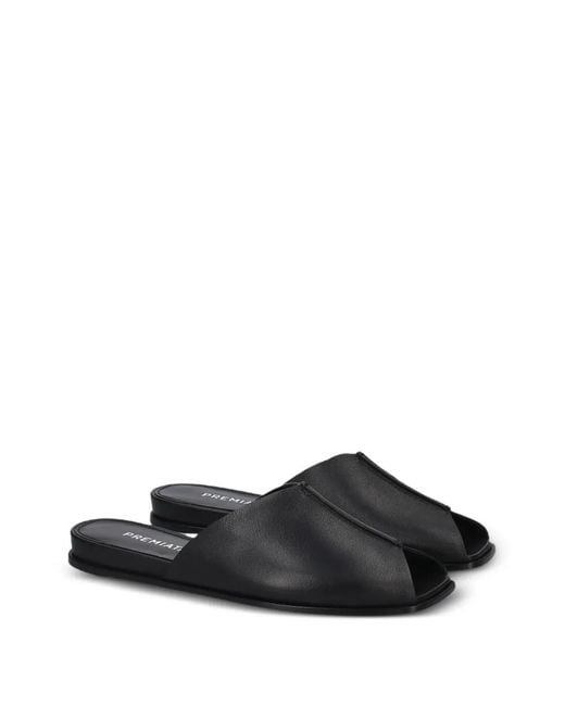 Premiata Black Squared Peep-Toe Mules