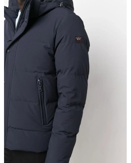 Paul & Shark Blue Padded Hooded Jacket for men