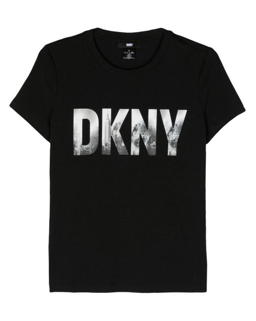 DKNY Black Soho Logo-debossed Print T-shirt