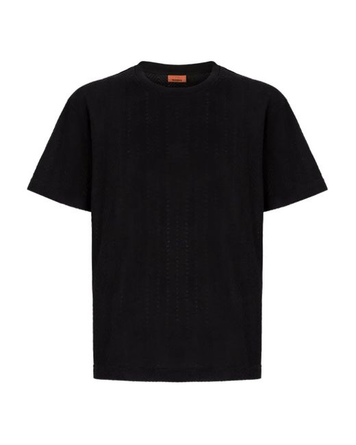 Missoni Black Herringbone-Pattern Short-Sleeved T-Shirt for men