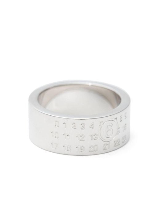 MM6 by Maison Martin Margiela White Numeric Signature Numbers-Motif Ring