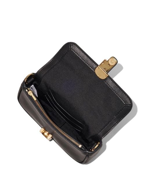 Marc Jacobs 'j Marc Mini' Black Shoulder Bag With Logo Buckle In Smooth Leather