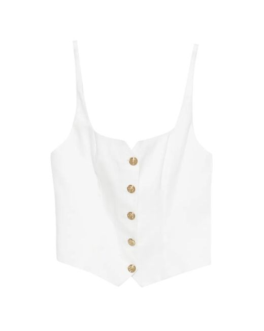 Alice + Olivia White Button Tank Top