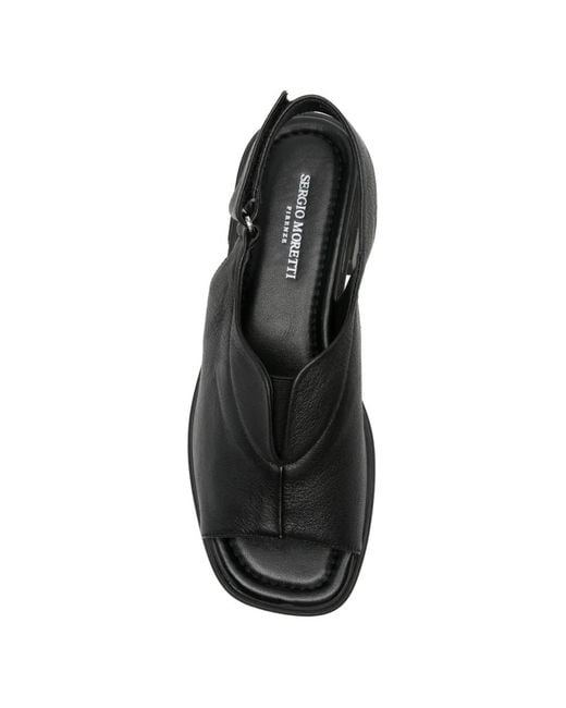 SERGIO MORETTI FIRENZE Black Touch-Strap Slingback Sandals