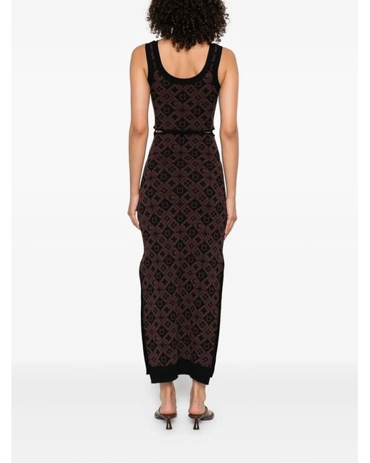 Nanushka Purple Cut-Out Patterned Midi Dress
