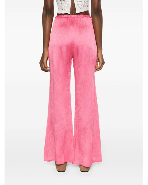 Forte Forte Pink Wide-leg Crinkled Trousers